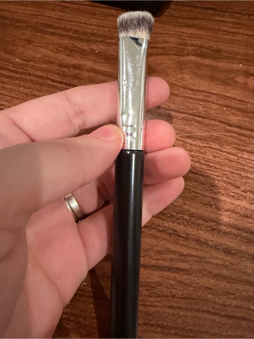 Target Black Handle Angled Makeup Brush with Silver Ferrule